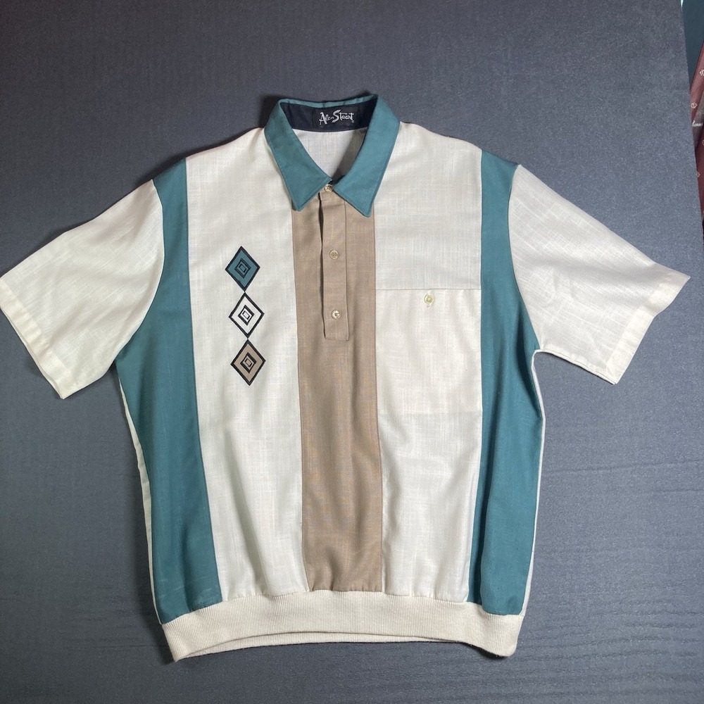 Alan Stuart Vtg Shirt Men's L Soprano Style 90s Made In USA Bowling Retro